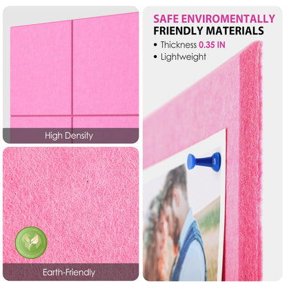 MaxGear Large Cork Board for Wall 36" x 24", Pink Bulletin Board, 6 Pack Felt Wall Tiles with Pushpins, Cork Boards for Office Pin Board Tack Board Cork Boards