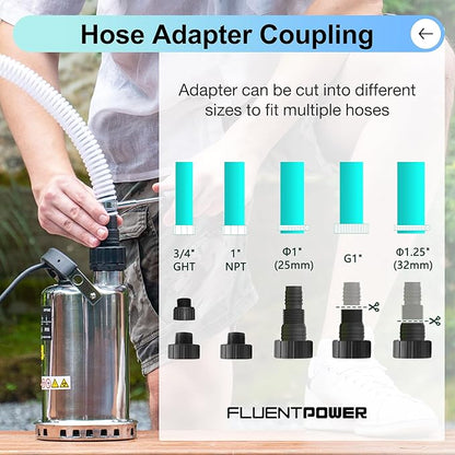 FLUENTPOWER 3/4HP Submersible Sump Pump, 3300GPH Stainless Steel Utility Water Pump, Manual Control with 26-Foot Cord for Pool Tub Garden Pond Basement Flood Cellar Draining
