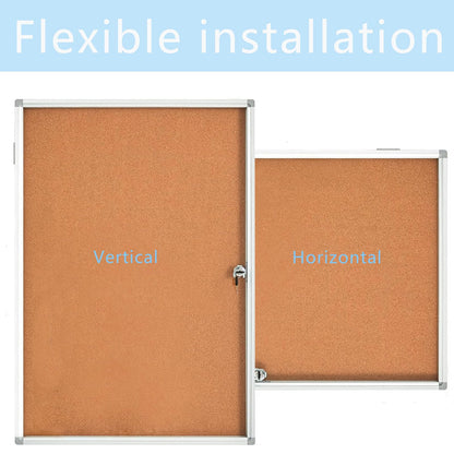 Enclosed Lockable Cork Bulletin Board 36x24 Inches, Acrylic Door Cork Noticeboard with Aluminum Frame &2 Keys, Secure Wall Mount Display Case for School, Office, Church & Commercial