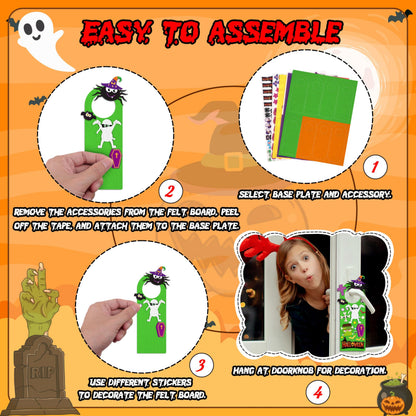 30Sets Halloween Crafts Doorknob Hanger DIY Arts and Craft Kit Classroom Activities Party Games Favors Bulk