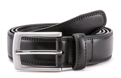 MILORDE Leather Black Belts, Fashion & Classic Design for Dress and Causal (Size 48 (Waist 46), Basic Black)