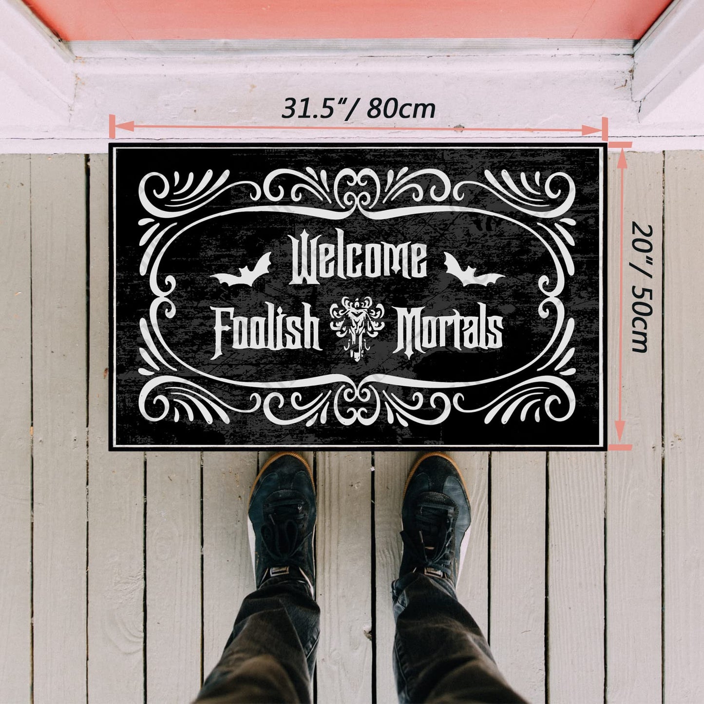 Shelinh Welcome Foolish Mortals Custom Doormats Funny Front Door Mat Cute Welcome Mat Non Slip Indoor18x30 Inch
