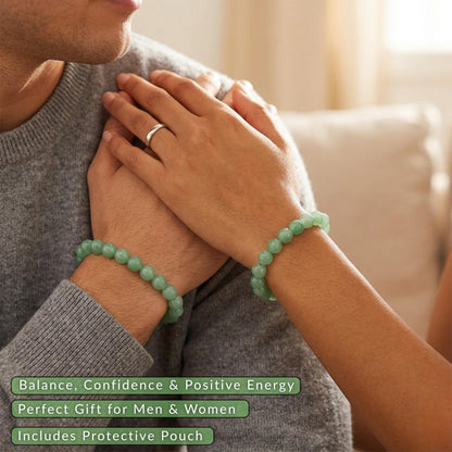 Cherry Tree Collection Green Aventurine Beaded Bracelet – Genuine 8mm Gemstone Stretch Bracelet for Men & Women – Handmade Crystal Bracelet - (Green Aventurine - M)
