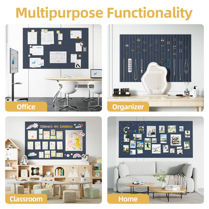 Large Cork Board for Wall 36" x 48" Blue Bulletin Board with Safe Removable Adhesive Squares for Pictures Photos, Alternative CorkBoard Felt Pin Boards Tiles for Office Classroom Wall Decor - 12 Pack