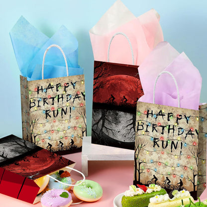 Casagete 12pcs Party Bags Birthday Party Favors Bags Upside Down Themed Party Spooky for Girls Goodie Bags for Kids Birthday Party(6X3.14X8.4inch)