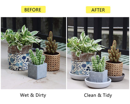 SAROSORA Round Plastic Plant Saucer Drip Tray Set of 6 for Indoor Outdoor Home Garden Flower Plant Container Flower Pot Pallets ((9.4''+10.4"+12'') x2, Dark Grey)