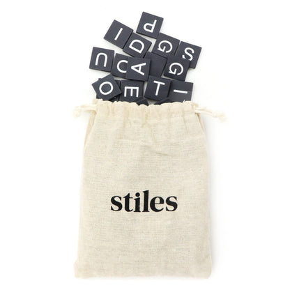 Stiles 100 Piece Magnetic Wooden Letter Tiles - Alphabet Magnets for Whiteboards, Refrigerators & Magnetic Letter Boards - Changeable Letters for Craft & Announcements, Grey