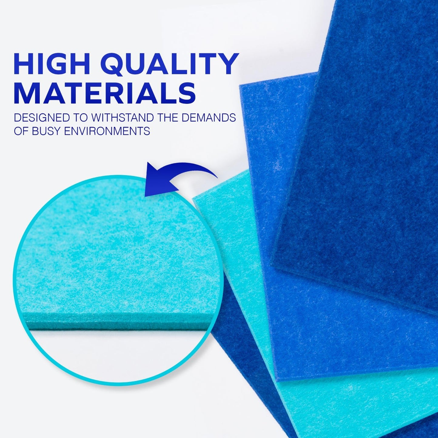 Large Felt Cork Board - 48x36 inches, 12 Felt Board Tiles with Removable Adhesive Tape Cork Boards for Walls Cork Board for Office Pin Board Bulletin Board (30x30, Blue Ombre Collection)