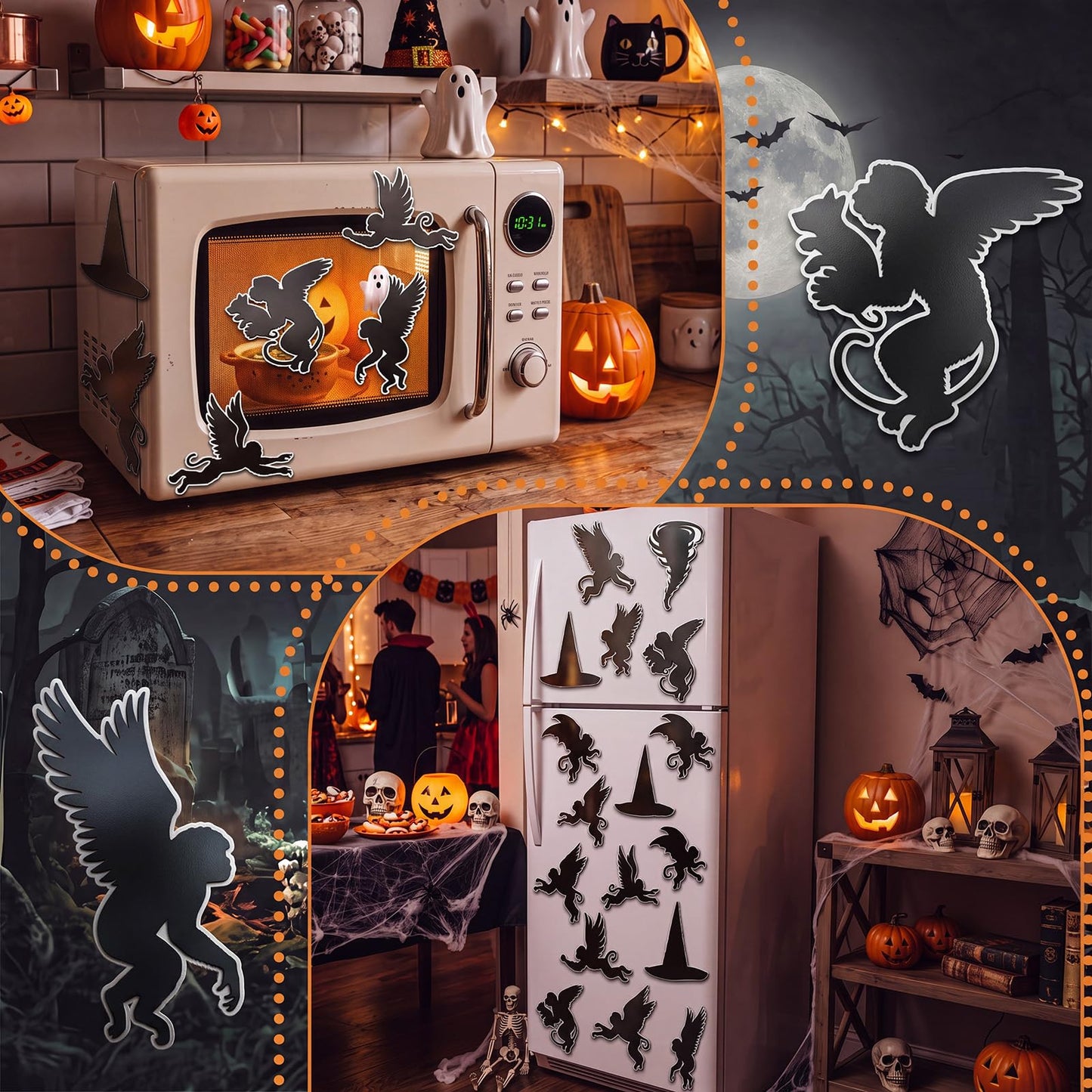 Kanayu 18 Pcs Halloween Garage Door Decorations Black Monkeys Magnet Glow in the Dark Garage Door Magnets Luminous Monkey Magnetic Sticker Halloween Decorations for Home Car Refrigerator