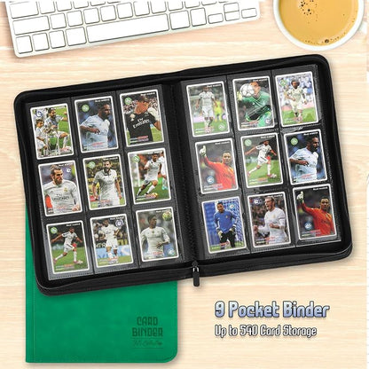 Trading Card Binder, Premium 9 Pocket Double Sided 540 Pocket PU Card Collection Binder, Collectible Trading Card Albums for MTG, TCG, Sport Card, Game Cards (Emerald)