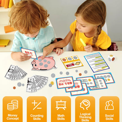 Kasfalci 140 PCS Money for Kids for Learning, Math Manipulatives, Learning & Education Toys for Classroom, Pretend Play, Math Games for Toddler, Teacher and Homeschool Supplies