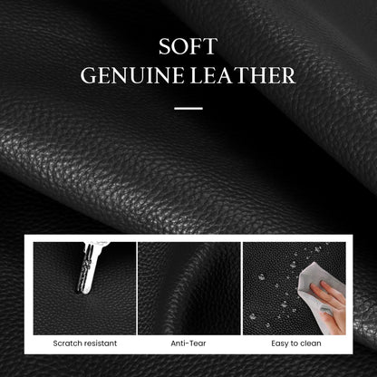 befen Black Genuine Leather Work Tote Bag for Women, Womens Totes Shoulder Purses Satchel Handbags with 15.6" Compartment & Water Cup Holder