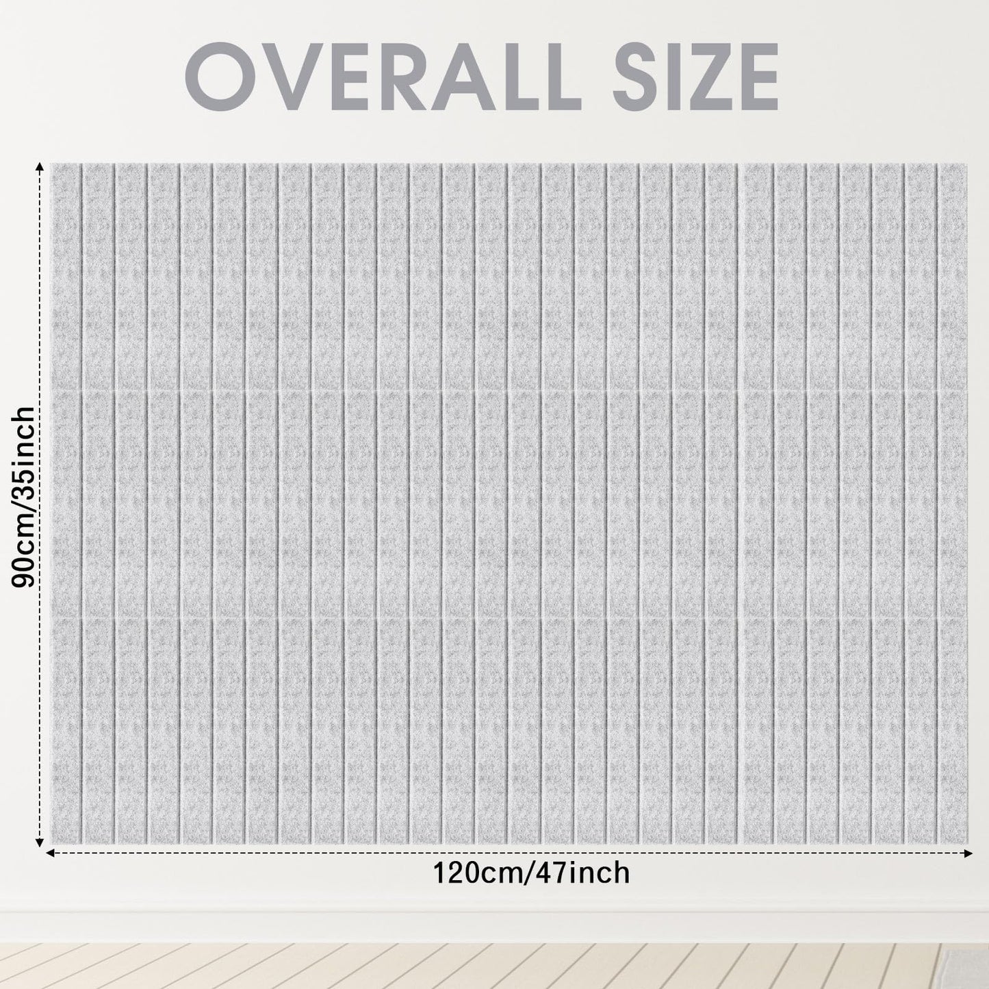 Honoson 12 Pack 48"x 36" Large Cork Board Alternative Felt Bulletin Board Wall Tiles with Safe Square Adhesive Roll Cork Tiles for Walls Home Office Classroom Back to School Pin Panels(Marble Gray)