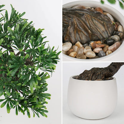 DILATATA Fake Bonsai Tree Zen Juniper Plant 10' Tall Artificial Bonsai with White Ceramic Pot Decorated with Pebbles Indoor Bonsai for Home Office Decor
