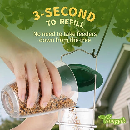 Metal Tube Bird Feeders for Outdoors Hanging,Finch Feeders for Outside,Chew-Proof Hanging Birdfeeder,Squirrel-Proof 6 Ports Bird Feeder 13 Inch,Anti-Rust,Green,1 Pack(Seed is not Included)