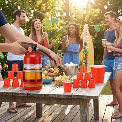 Potchen 2l/70oz Liquor Drink Dispensers Fire Extinguisher with 12 Cups Firefighter Firetruck Party Supplies Anything But a Cup Party Decoration Beverage Alcohol Dispenser Pump Gifts for Man Father Day