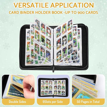 Football Card Binder,9-Pocket Book For 900 Cards,50 Removable Binders Football Binder,Football Card Holders Binder For Cards,Football Card Binder With Sleeves Football Card Book(Football Helmet)