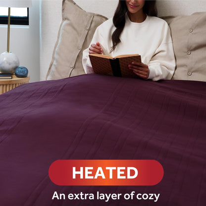 Sunbeam Royal Ultra Fleece Heated Electric Blanket King Size, 90" x 100", 12 Heat Settings, 12-Hour Auto Shut-Off, Machine Washable, Pebble Beige
