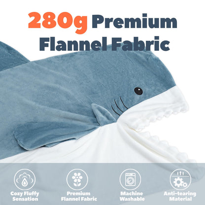 Touchat Shark Blanket for Adult & Kids Super Soft Cozy Flannel Throw Wearable Blanket, Cartoon Animals Shark Onesie Hoodie, Sleeping Bag Cosplay Shark Costume Blanket Gifts for Shark Lovers (Blue,M)