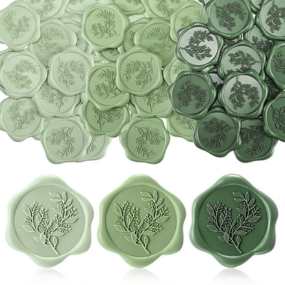 Conelist 50 Pcs Sage Green Wax Seal Stickers for Wedding Invitation Envelope Eucalyptus Self-Adhesive Stickers for Invitation Cards, Gift Wrapping, Party Menu Decor