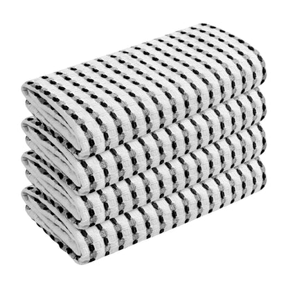 TWINY threads Waffle Kitchen Towels Set of 4, Large 16x26 Inches, 100% Cotton Absorbent Dish Cloths, Fast Dry & Machine Washable Waffle Weave Towel for Cooking, Baking & Cleaning, Black and White