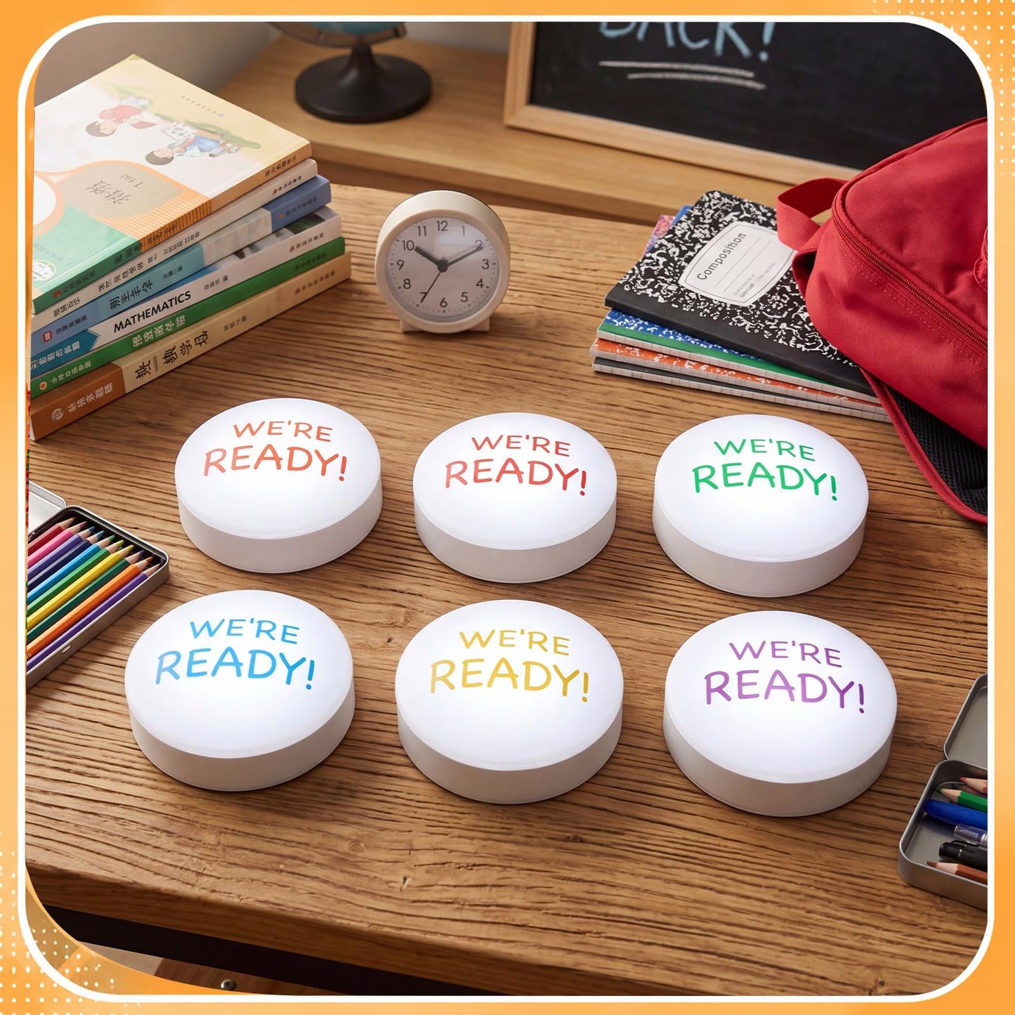 Jowwcen 6 Pcs Group Management Push Light We're Ready Push Lights Classroom Small Group Task Organizer for School Teacher Homeschool Learning Supplies