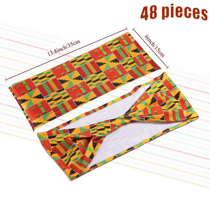 Newwiee 48 Pcs African Kente Chair Sashes Spandex African Kente Chair Covers Animal Print Elastic Chairs Sashes Bow Polyester Bands Ties Without Buckle for Animal Safari Theme Party Birthday Decor