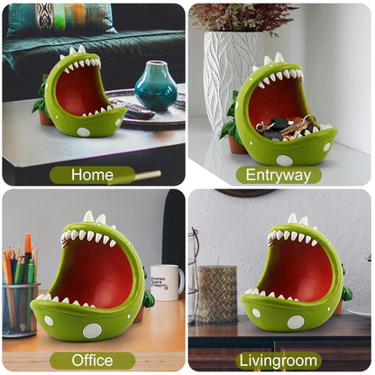 ehuoyan Piranha Plant Large Candy Bowl For Candy Dish Key Bowl Decorative Bowl Home Decorations Indoor Big Mouth Plant (Green, Midium)