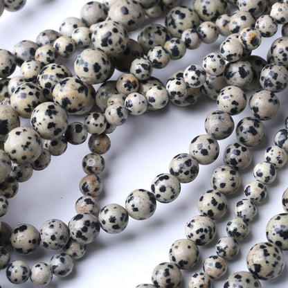 45PCS 8MM Natural Dalmatian Jasper Stone Beads Energy Healing Beads for DIY Jewelry Bracelet Necklace Making for Jewelry Making15Inch