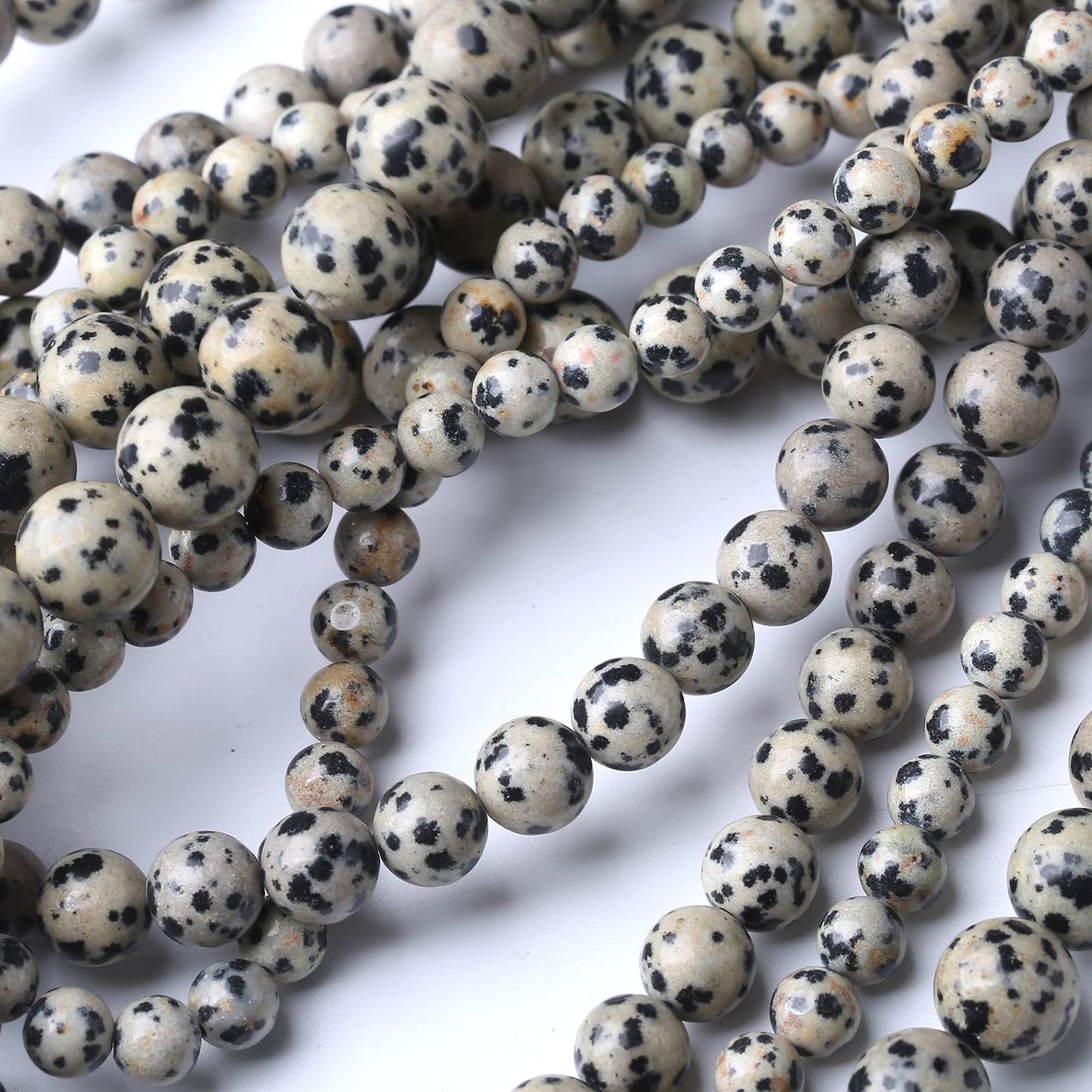 36PCS 10MM Natural Dalmatian Jasper Stone Beads Energy Healing Beads for DIY Jewelry Bracelet Necklace Making for Jewelry Making15Inch