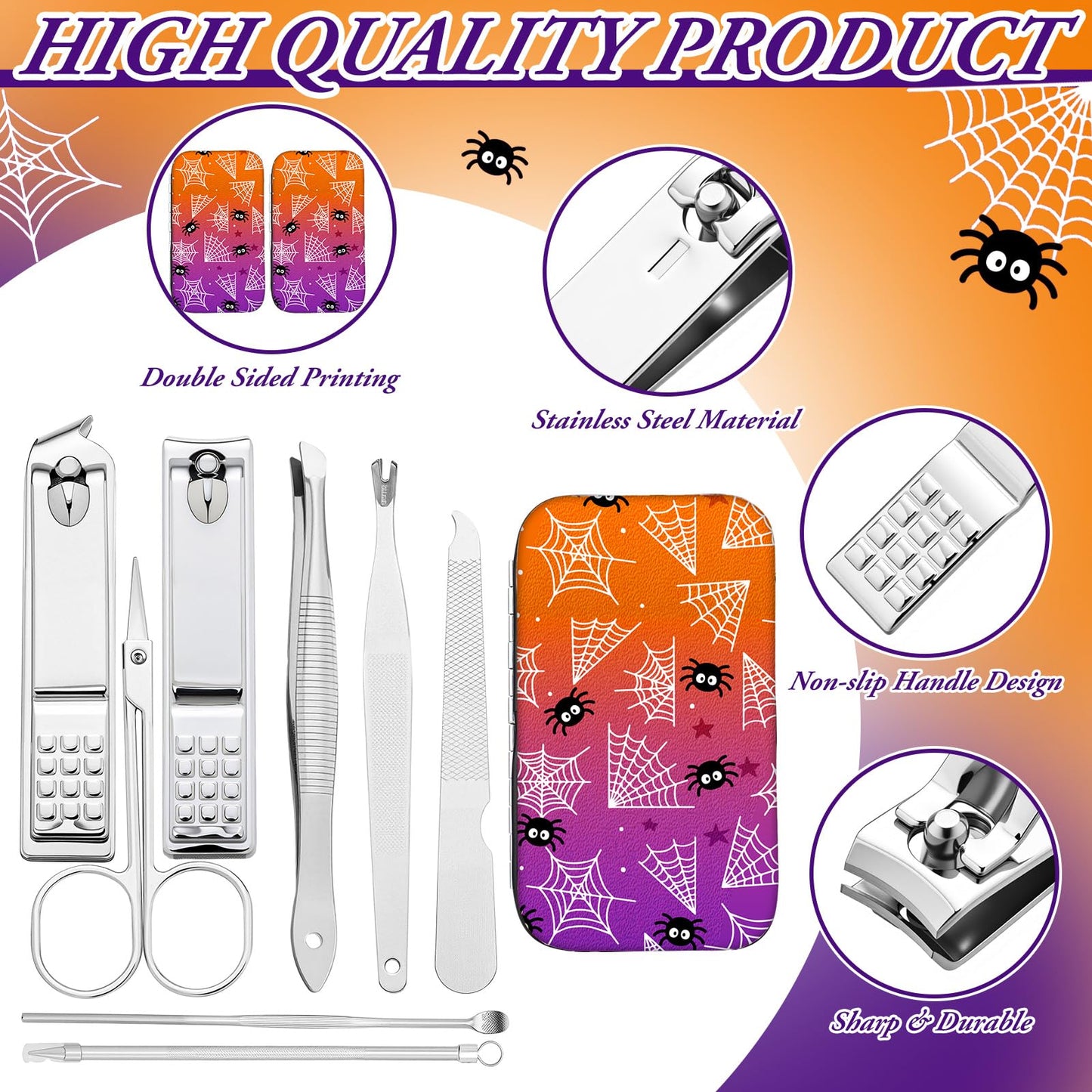 Lanties 10 Sets Halloween Gifts Bulk for Women Manicure Set Nail Clippers Bulk Halloween Party Favors Pumpkin Ghost Cute Spooky Manicure Tools Kit for Women Girls Party Gifts Nail Salon