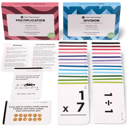 Award-Winning Math Flash Cards – 152 Multiplication & Division Facts (1–12) – 2 Facts Per Card with Visual Aids – Bonus Word Problems, Games & Durable Cardstock – Grades 2–6