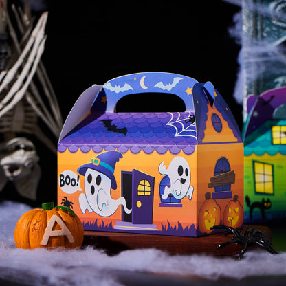 JOYIN 24 PCS Halloween Treat Boxes Cookie Boxes, House Cardboard for Treat Candy Bags Cookies Goodie Bags (5.6"x5.6"x3.2") Trick or Treat for Kids Children Halloween Party Favor Supplies