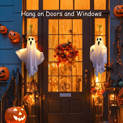 Lifnatty Halloween Hanging Ghost Lights with Remote Control – Floating Ghost Decorations with Timer, 8 Lighting Modes, Battery Operated for Scary Halloween Decor Indoor Outdoor (2-Pack)