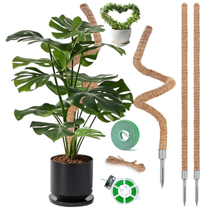 3 Pack Moss Pole, 48 Inch Monstera Plant Support, Moss Poles for Climbing Indoor Plants, Bendable Coco Coir Plant Support Stakes for Potted Plants, Pothos, Philodendron