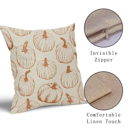 Aytipun Fall Pillow Covers 20x20 Set of 2 Burnt Orange Pumpkin Autumn Harvest Decorative Pillowcases Outdoor Throw Cushion Case Sofa Couch Bed Decor