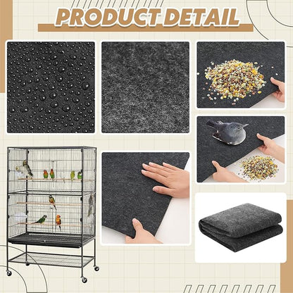 Nuanchu Large Bird Cage Mat, 48 x 48 Inch Under Pet Cage Mat, Absorbent/Waterproof Felt Pad for Bird Cages, Reptile Aquariums, Dog Kennels, with Non-Slip Backing for Hard Floors and Surfaces