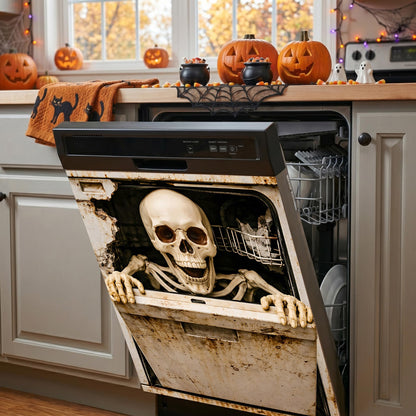 Halloween Skeleton Dishwasher Cover Magnet, 23.03 x 25.59 in Dishwasher Magnetic Cover, Dishwasher Decorative Magnet, Dishwasher Magnet Cover for Kitchen Decor