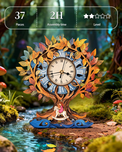Rnfinewow 3D Puzzles for Adults, Tree of Life Clock Wooden Puzzles Room Home Decor, DIY Wall Pendulum Clock for Craft Enthusiast Hobbies Birthday Christmas Day Gifts