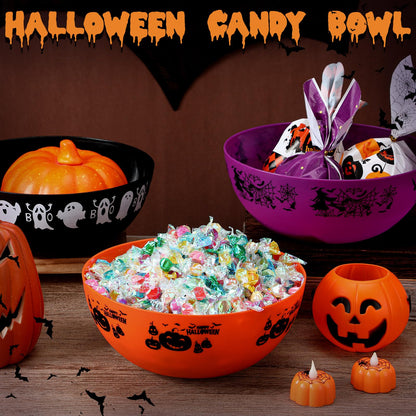 Didaey 3 Pcs Halloween Candy Bowl Plastic Trick Treat Candy Bowls Halloween Party Supplies Large Party Plastic Serving Tableware Holders(Horrific)