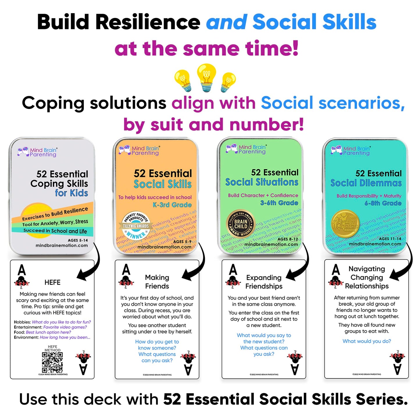 Mind Brain Emotion 52 Essential Social Skills Lessons & Teaching Tool Kit - Social Emotional Learning Activities for Parents, Teachers, School Counselor (Kindergarten, Elementary Kids)