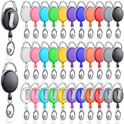 Honoson 50 Pcs Heavy Duty Retractable Badge Reels Batch ID Badge Holder Retractable Clip Bulk Key Holder with Ring for Office Worker Employee, Doctor Nurse Gifts (Bright Color)