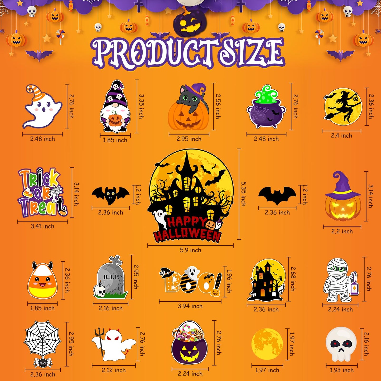 20PCS Halloween Refrigerator Magnets, Pumpkin Fridge Magnet Sticker Trick or Treat Strong Magnet Removable Halloween Decorative Magnets for Fridge Whiteboard Locker