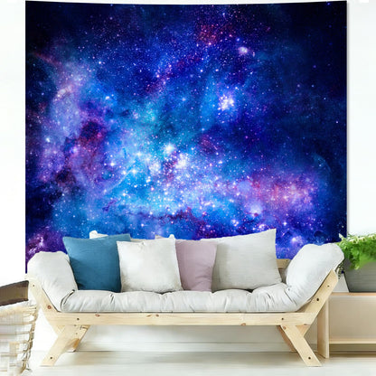 Apdidl Galaxy Space Backdrop Tapestry for Bedroom Aesthetic, Blue Purple Night Starry Sky Stars Universe Ceiling Tapestry, Mysterious Nebula Wall Hanging Room Decor for Living Room Dorm 51'' x 60''