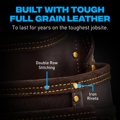 Ox Pro Drywall Tool Belt - 22-Pocket Leather Tool Belt Pouches - Made of Oil-Tanned Leather with Double-Stitching and Steel Rivets - OX-P263804