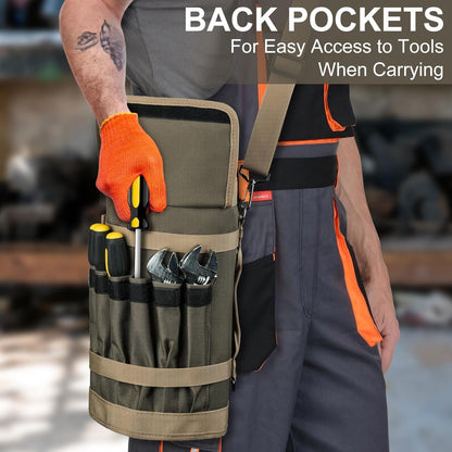 Tool Bag,Large Roll Up Tool Bag Organizer,13 Pockets Tool Roll Storage Pouch,Heavy Duty Portable Tool Storage Carrier Bag for Men,Mechanic,Electrician,Valentines Day Gifts for Men,Olive Green