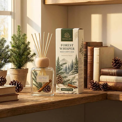 Fir Reed Diffuser, Woody Forest Home Fragrance for Bedroom Bathroom & Living Room, Long Lasting Essential Oil Diffuser Sticks up to 120 Days, Non Toxic Pet & Kid Friendly, IFRA Compliant, 3.4 FL OZ