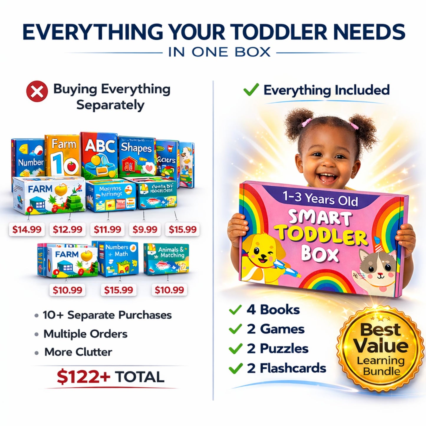 Preschool Montessori Learning Kit With Busy Book For Toddlers 1-3- Baby Flash Cards - Quiet Activity Books - Puzzles Ages 2-4 - Flashcards 3-5 Years - 1 Year Old Boy Gifts -1st Birthday Toys For Girls