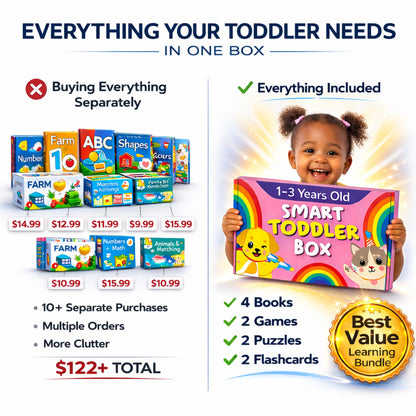 TOYVENTIVE Books, Toddler Flash Cards, and Puzzles – Educational Toys and Birthday Gifts for 1, 2, 3 Year Old Girl, Preschool Learning Activities and Games, Colors, Shapes, Letters, Numbers