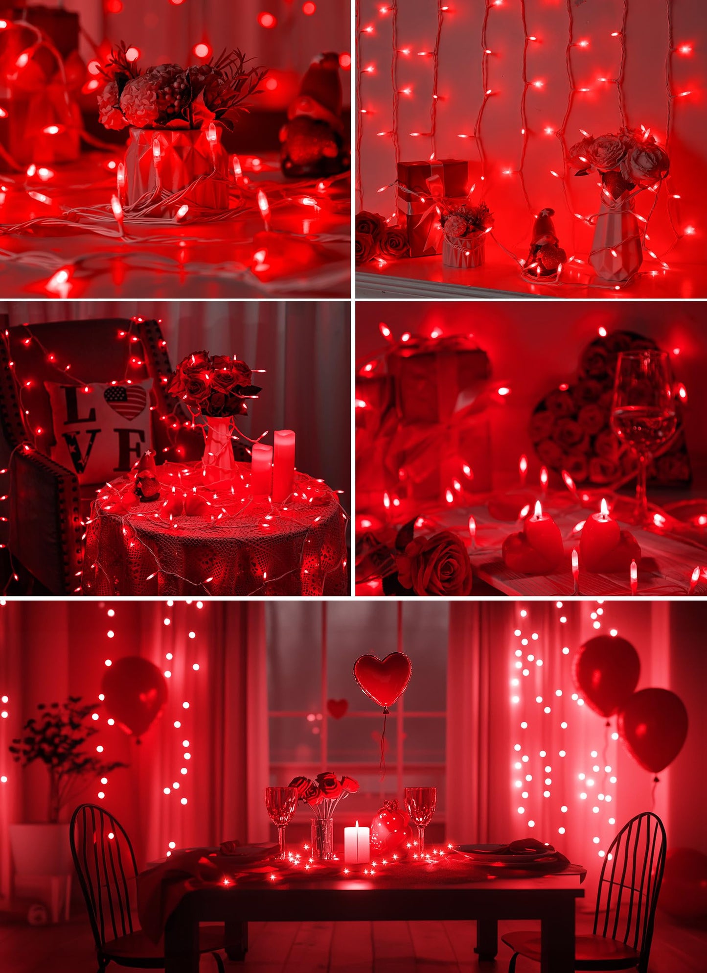 Minetom Red Mini Christmas Lights - 39 Feet 100 LED Fairy String Lights with 8 Lighting Modes Waterproof Connectable for Indoor Outdoor Xmas Tree Garland Wreath Holiday Valentine's Day Decoration